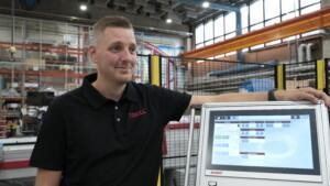 Sami Luhtala stands in the T-DRILL factory